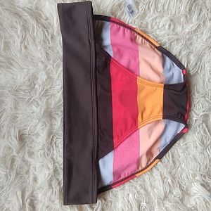 Gap Body Retro Y2K Low Rise Brown Striped Swim Bikini Bottoms XS